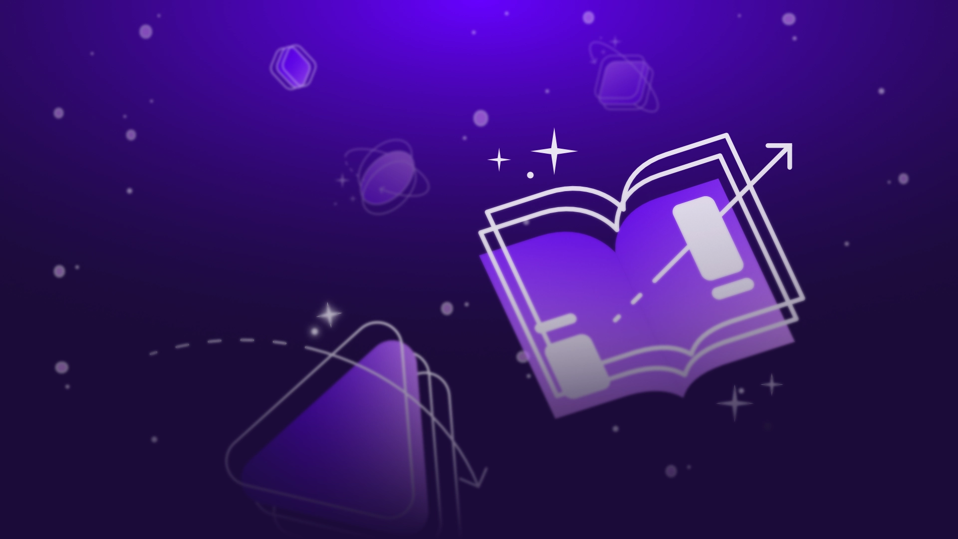 Stylized illustration of an interactive learning and gamification experience